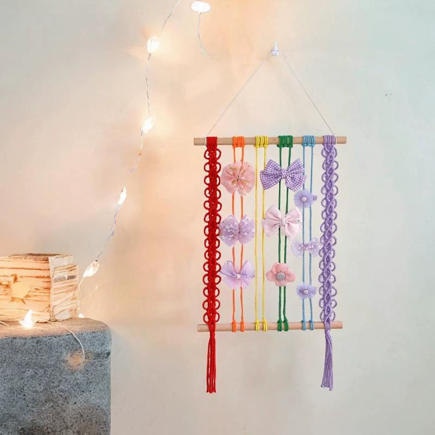 Picture Frames Decoration Hanging Photo Display Boho Macrame Wall Decor Picture Organizer for Teen Girls Cafe Bedroom Women