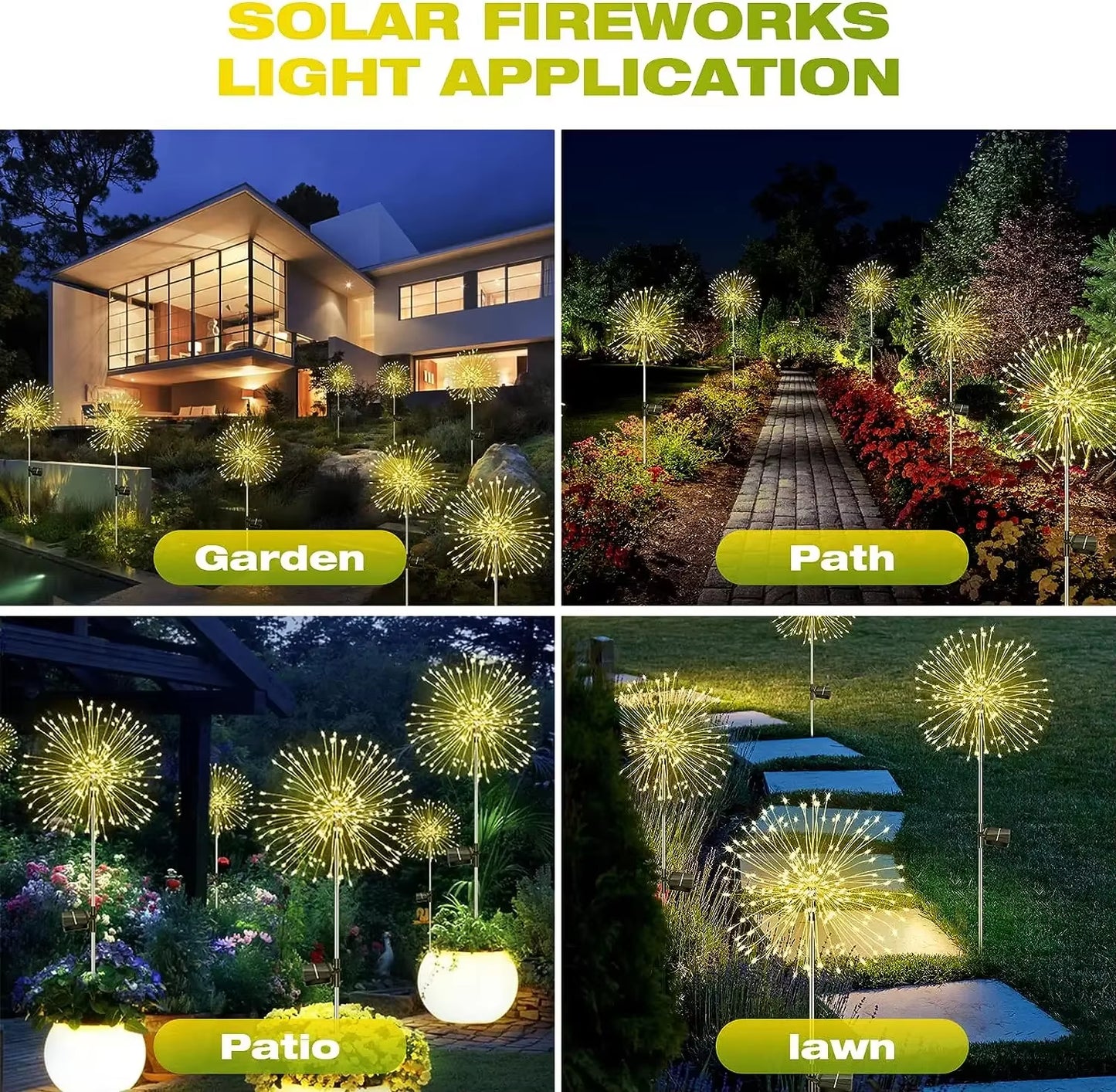 LED Solar Firework Lights Colorful Outdoor Garden Decoration