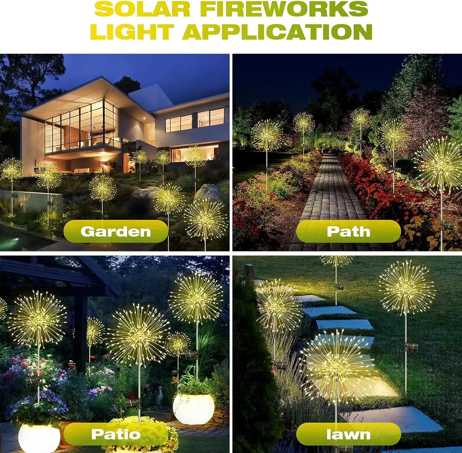 LED Solar Firework Lights Colorful Outdoor Garden Decoration