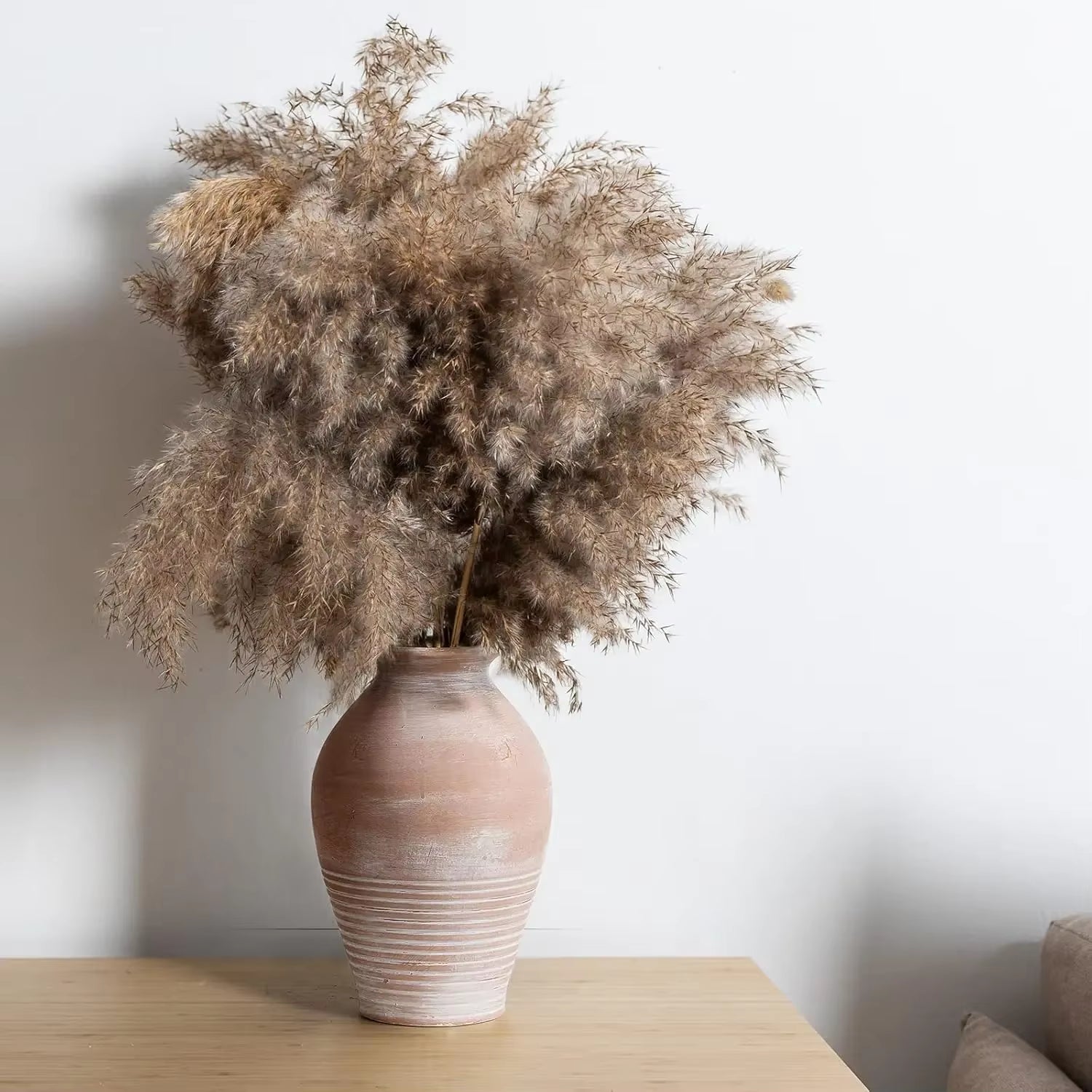 Ceramic Rustic Farmhouse Vase, 9.2 Inch Whitewashed Terracotta Vase, Pottery Decorative Flower Vases,Clay Decorative Vases For