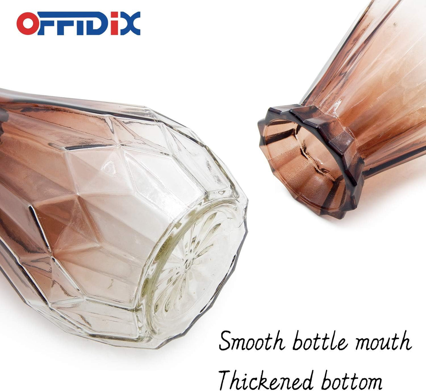 Glass Vase Gradient Multicolor with Geometric Faceted Design Art Decorative Flower Vase for Wedding, Dinning, Bookshelf, Home Decoration or Gift