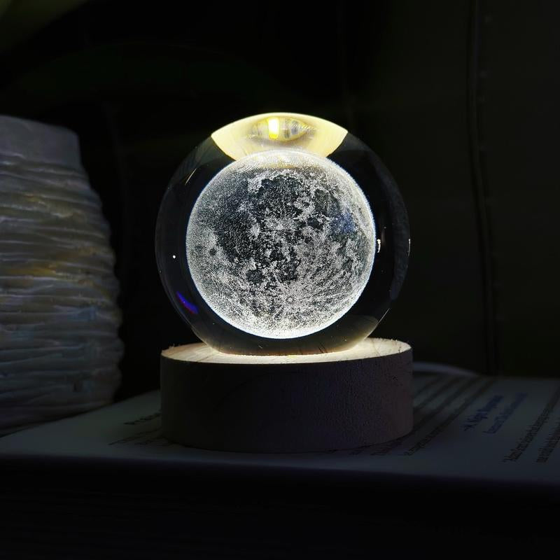 Astrale LED Crystal Space Lamp, Galaxy, Moon, Saturn, Solar System, Night Light, Desk Decoration, Gift Idea for Kids, Girlfriend, Boyfriend