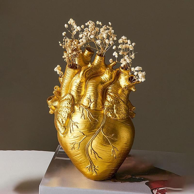 Heart Organ Design Flower Vase Decorative Resin Home Decor