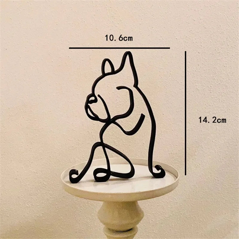 ROTORS Dog Minimalist Art Sculpture, Metal Abstract Dog Line Geometric Drawing Art Statue, Creative Puppy Line Drawing Ornaments