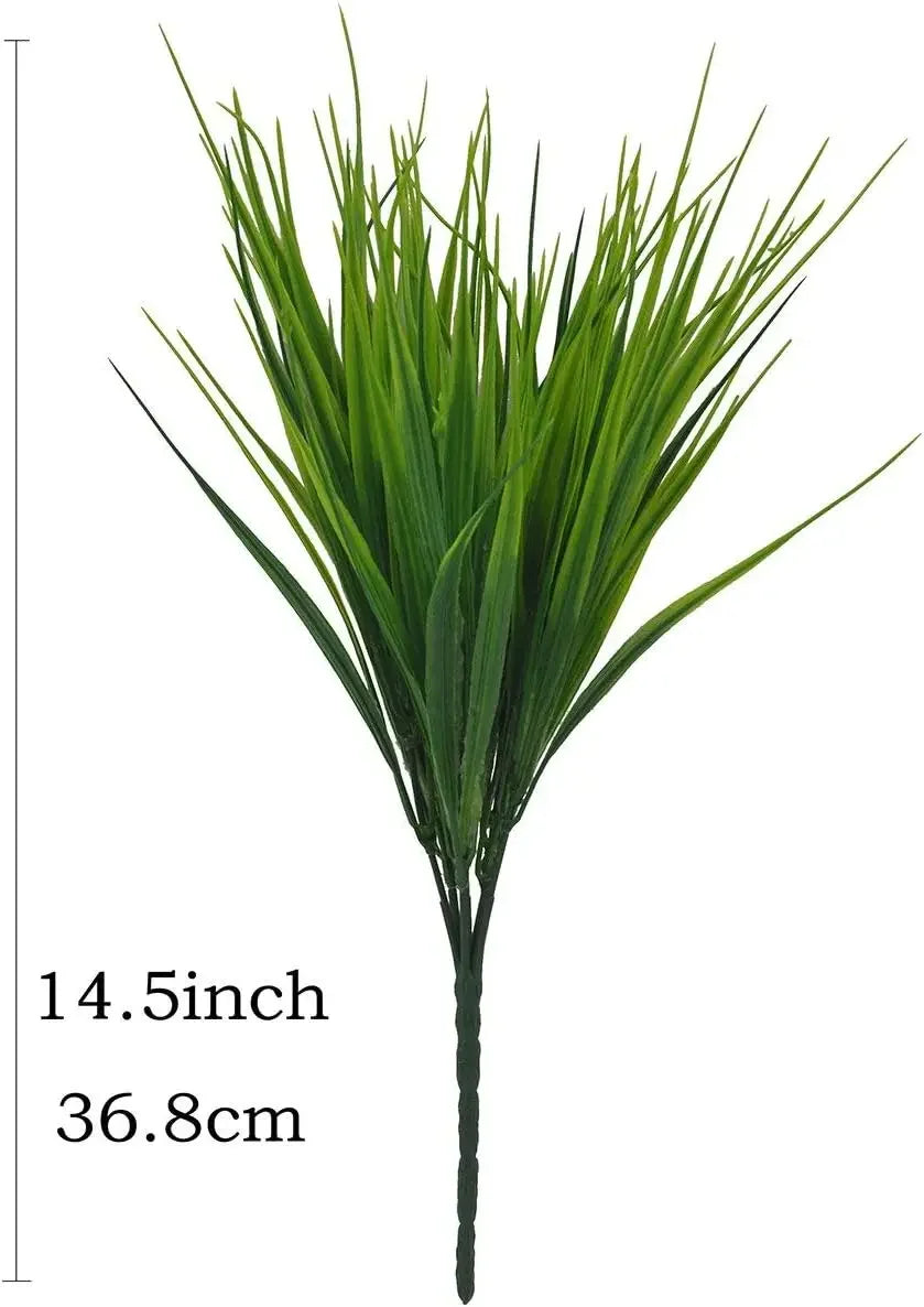 6 PCS Artificial Plants Outdoor Greenery Faux Plastic Wheat Grass Bushes Green Verandah Office Wedding Decor UV Resistant Plant