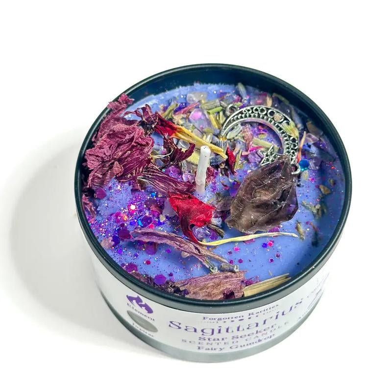 3Oz Zodiac Spell Candles with Herbs and Crystals Astrology Candle