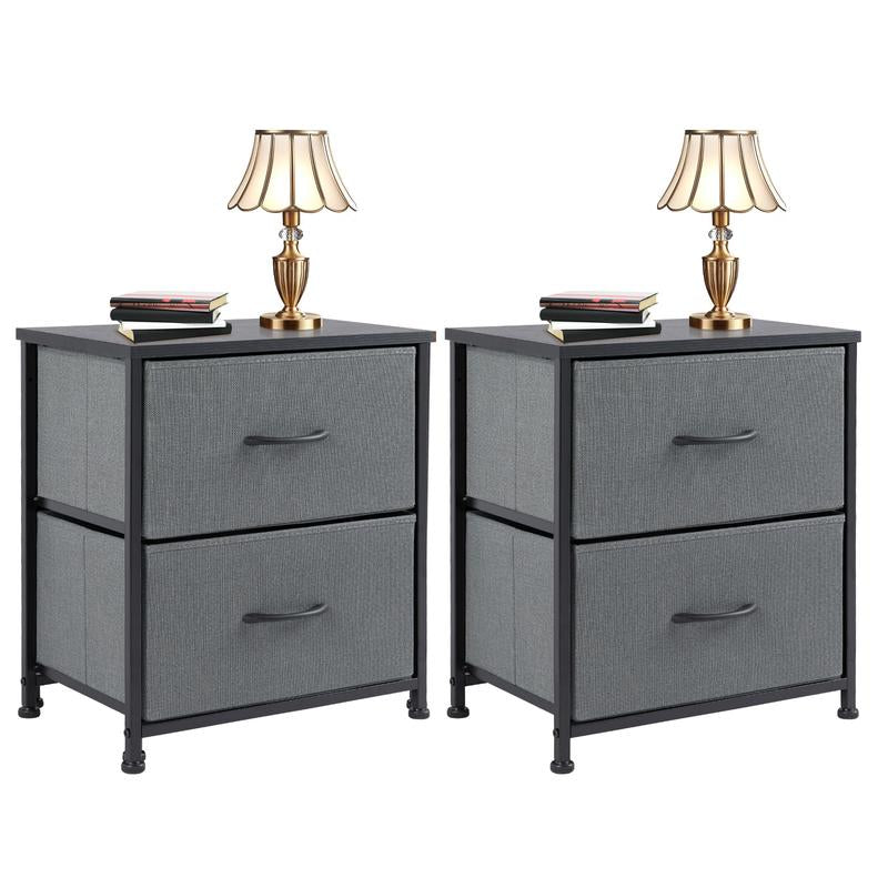 Nightstand with 2 Fabric Drawers, Small Dresser, Side Table, End Table, Bedside Table, Night Stands, Bedroom Furniture