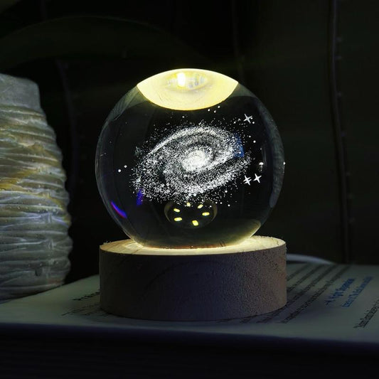 Astrale LED Crystal Space Lamp, Galaxy, Moon, Saturn, Solar System, Night Light, Desk Decoration, Gift Idea for Kids, Girlfriend, Boyfriend