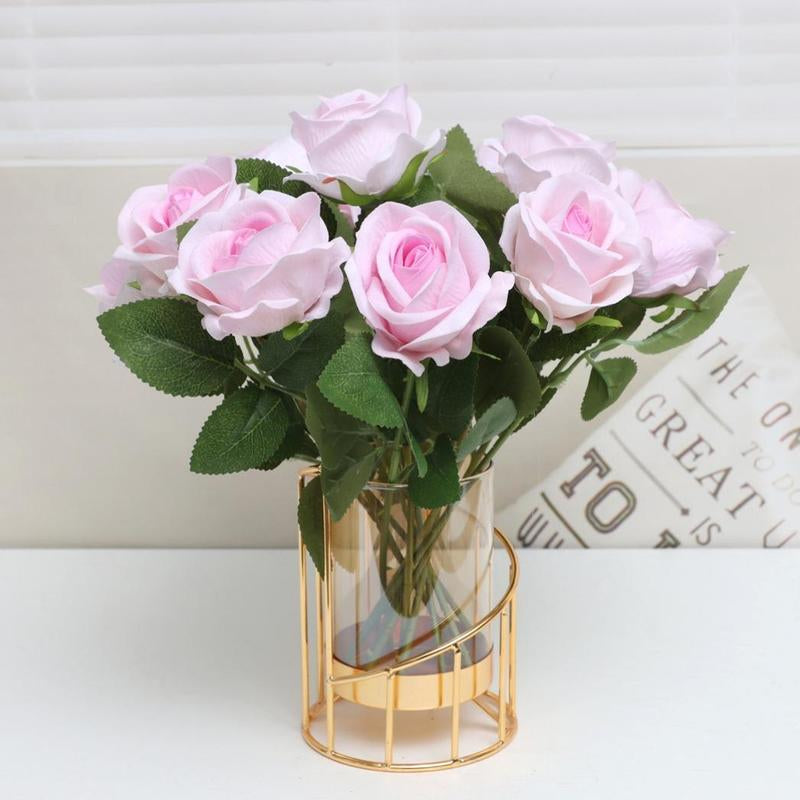 Artificial Rose Flowers - 12-Piece DIY Spring Decorative Bouquet for Wedding Centerpieces and Home Decor