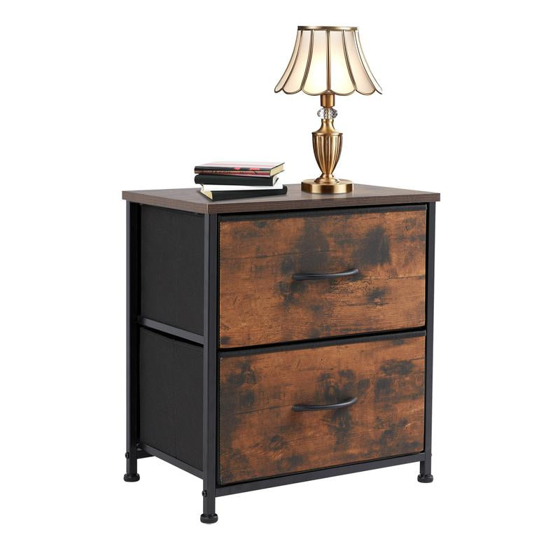 Nightstand with 2 Fabric Drawers, Small Dresser, Side Table, End Table, Bedside Table, Night Stands, Bedroom Furniture