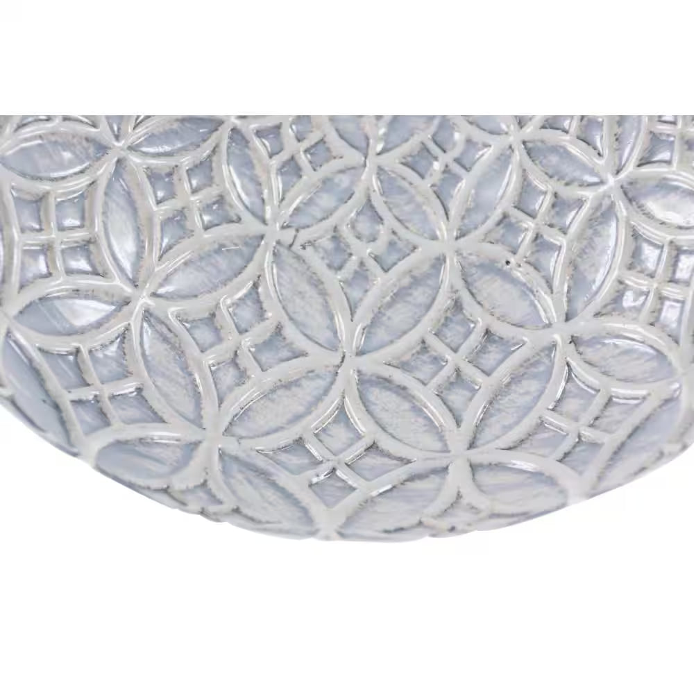 10 In. White Floral Porcelain Ceramic Decorative Vase