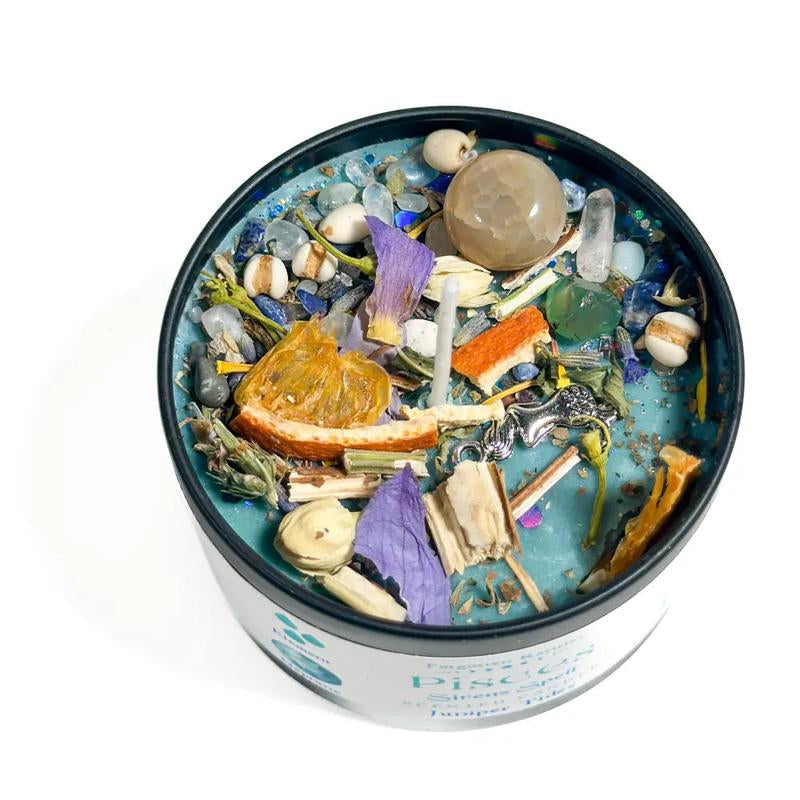 3Oz Zodiac Spell Candles with Herbs and Crystals Astrology Candle