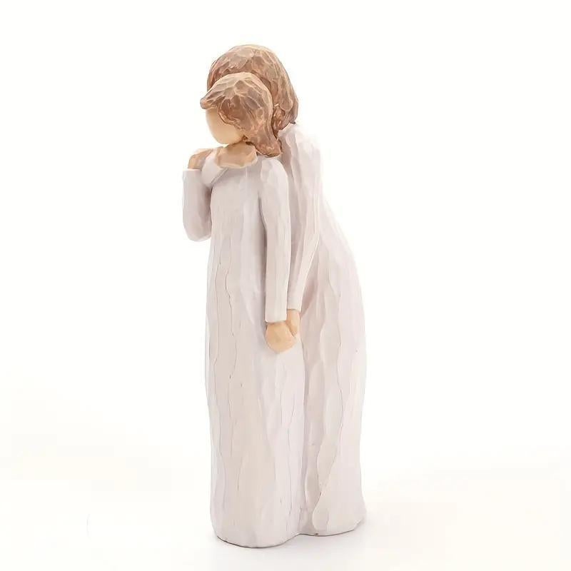 Mother and Daughter Hugging Resin Sculpture – Family Love Figurine