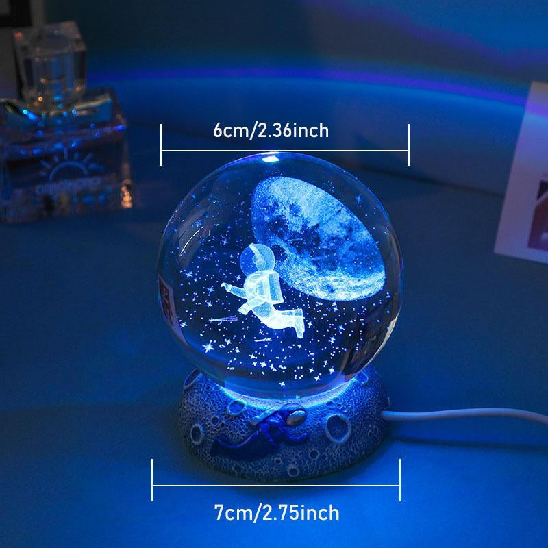 3D Crystal Ball Night Light for Home Decor, 1 Count Jellyfish Ball Lamp with LED Stand Base, Decorative Atmosphere Room Lights, Creative Internal Carving Clear Marine Style Decor Ambient LED Light for Bedroom Decor, Best Desktop Gift, Valentine'S Day Gift