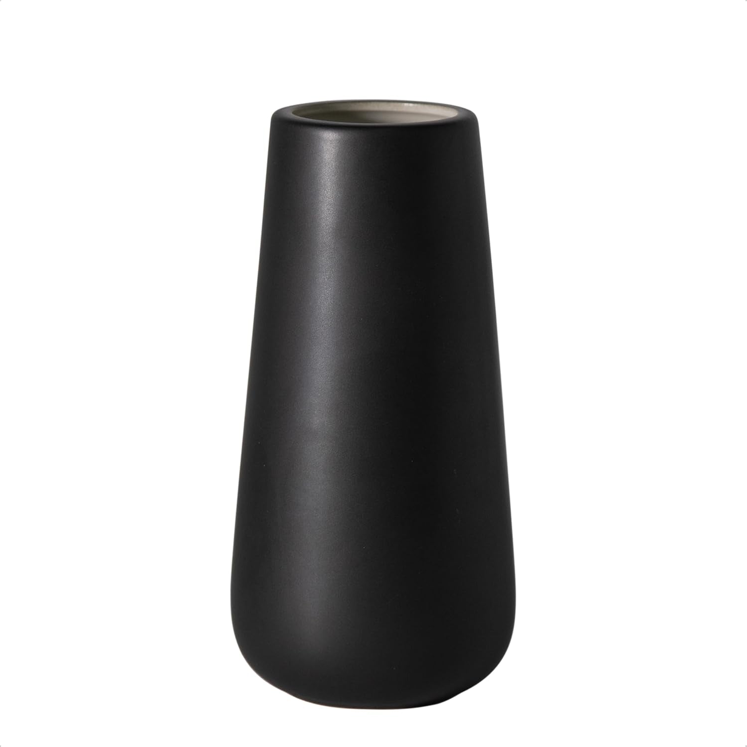 8 Inch Ceramic Flower Vase Matte Finishing, Minimalist Design for Home Décor, Bedroom, Living Room, Centerpieces, Office, Ebony Black, VS-XH-E-1