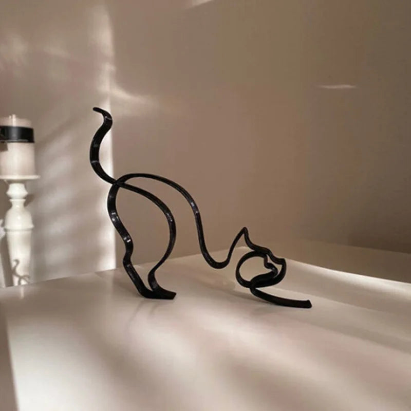 ROTORS Dog Minimalist Art Sculpture, Metal Abstract Dog Line Geometric Drawing Art Statue, Creative Puppy Line Drawing Ornaments