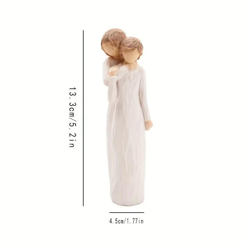 Mother and Daughter Hugging Resin Sculpture – Family Love Figurine