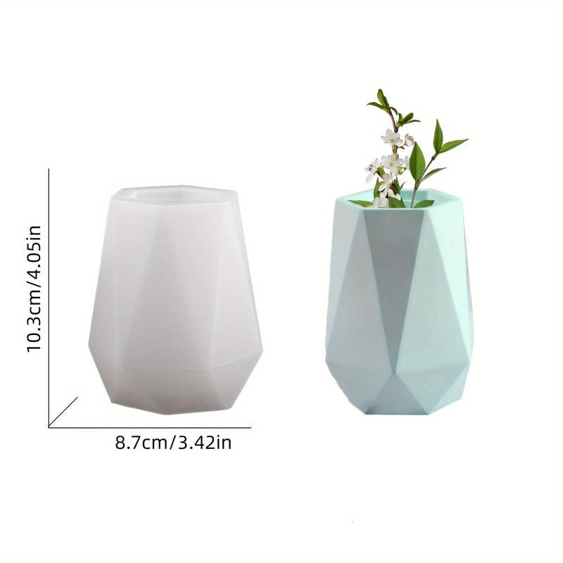 LEQU Diy6 Faceted Vase Silicone Mold Creative Shape Vase Storage Tray Pen Container Jewelry Box Beautiful Decoration