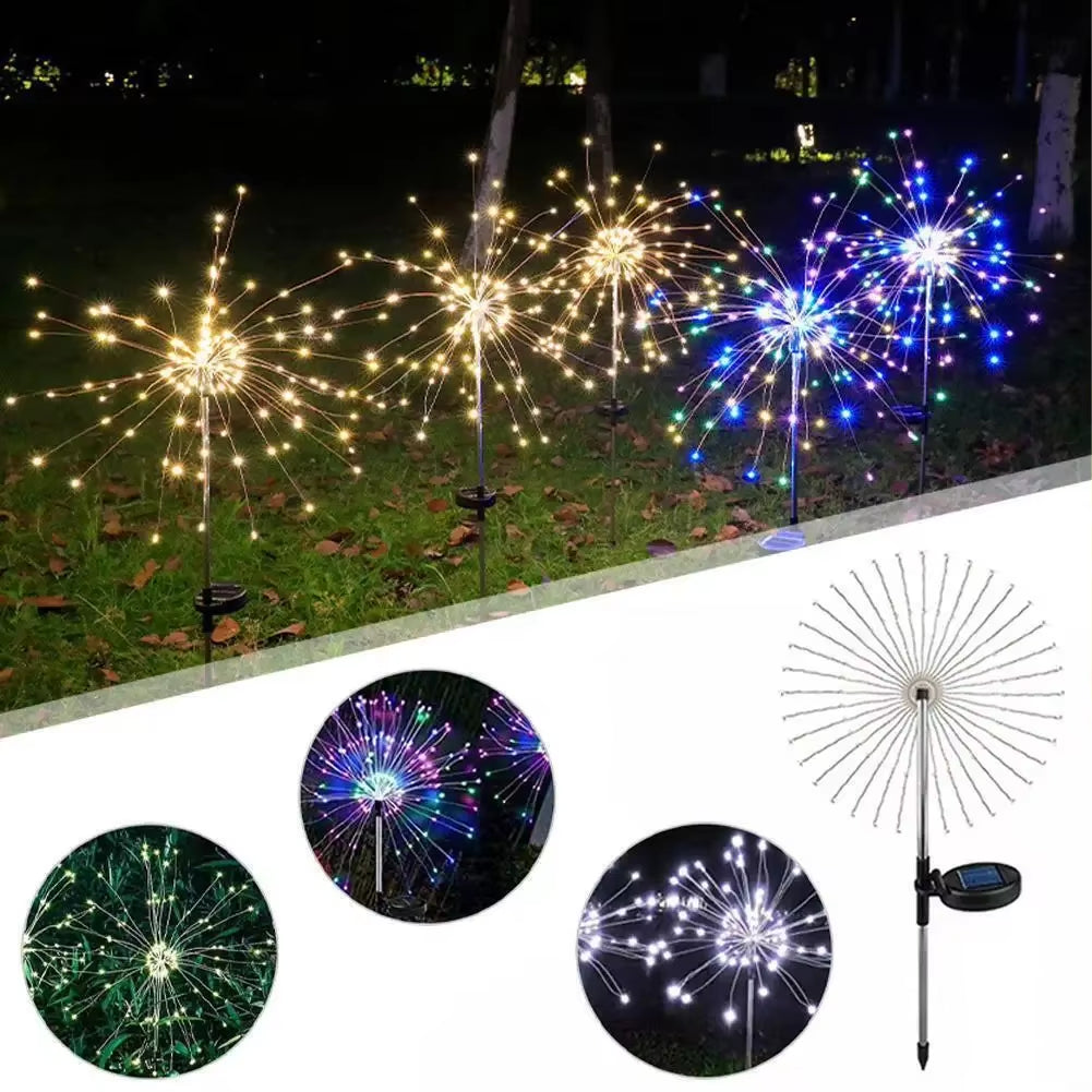 LED Solar Firework Lights Colorful Outdoor Garden Decoration