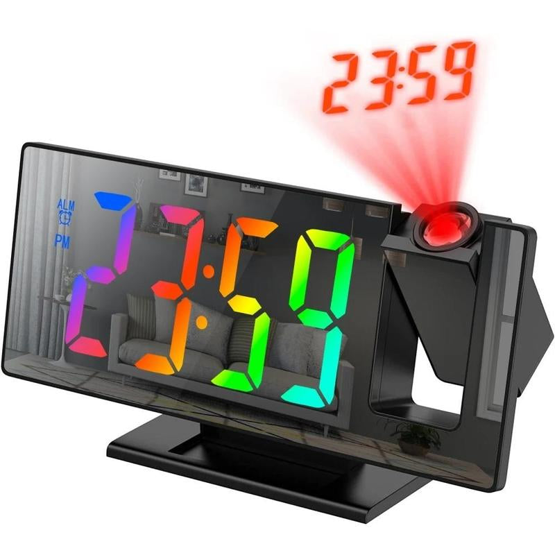 180° Arm Projection Alarm Clock, 1 Count USB Plug-In Digital Alarm Clock, Snooze Table Clock, 12/24H Projector Led Clock, Digital Clock, Home Decor