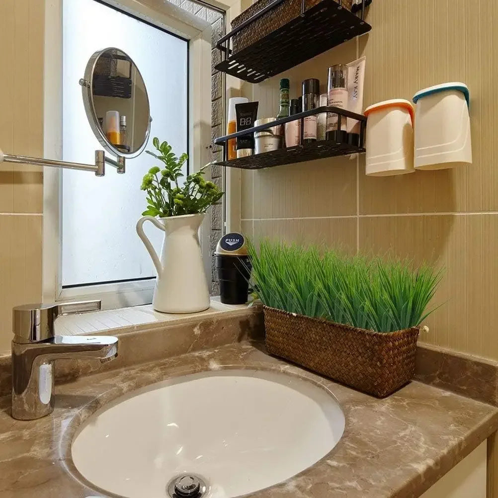 6 PCS Artificial Plants Outdoor Greenery Faux Plastic Wheat Grass Bushes Green Verandah Office Wedding Decor UV Resistant Plant