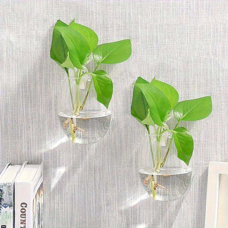 Creative Hydroponic Vase, 1/2/4 Counts Wall Mounted Glass Vase without Plant, Wall Hanging Vase for Home Office Balcony Dining Room Dormitory Decor, Terrarium