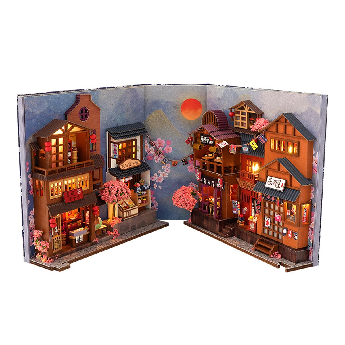 Wooden book nook kit with LED light perfect for birthday gifts