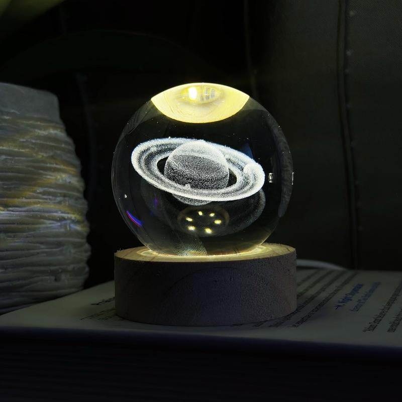 Astrale LED Crystal Space Lamp, Galaxy, Moon, Saturn, Solar System, Night Light, Desk Decoration, Gift Idea for Kids, Girlfriend, Boyfriend