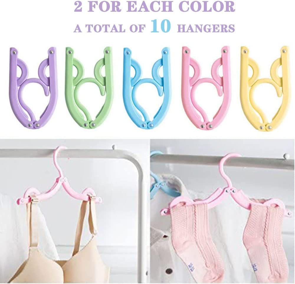 10 Pcs Foldable Plastic Travel Hangers for Clothes Organization