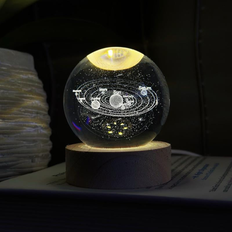 Astrale LED Crystal Space Lamp, Galaxy, Moon, Saturn, Solar System, Night Light, Desk Decoration, Gift Idea for Kids, Girlfriend, Boyfriend
