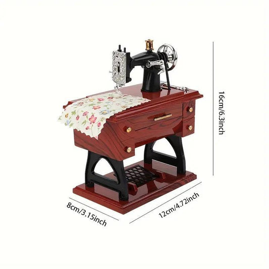 Vintage Sewing Machine Music Box - Elegant Home Décor Accent, Distinctive Gift for Birthdays and Christmas