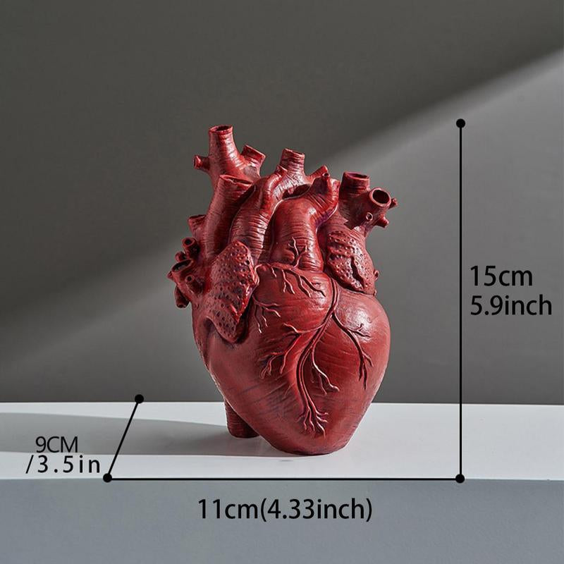 Heart Organ Design Flower Vase Decorative Resin Home Decor