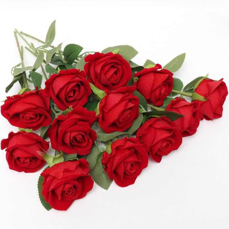 Artificial Rose Flowers - 12-Piece DIY Spring Decorative Bouquet for Wedding Centerpieces and Home Decor