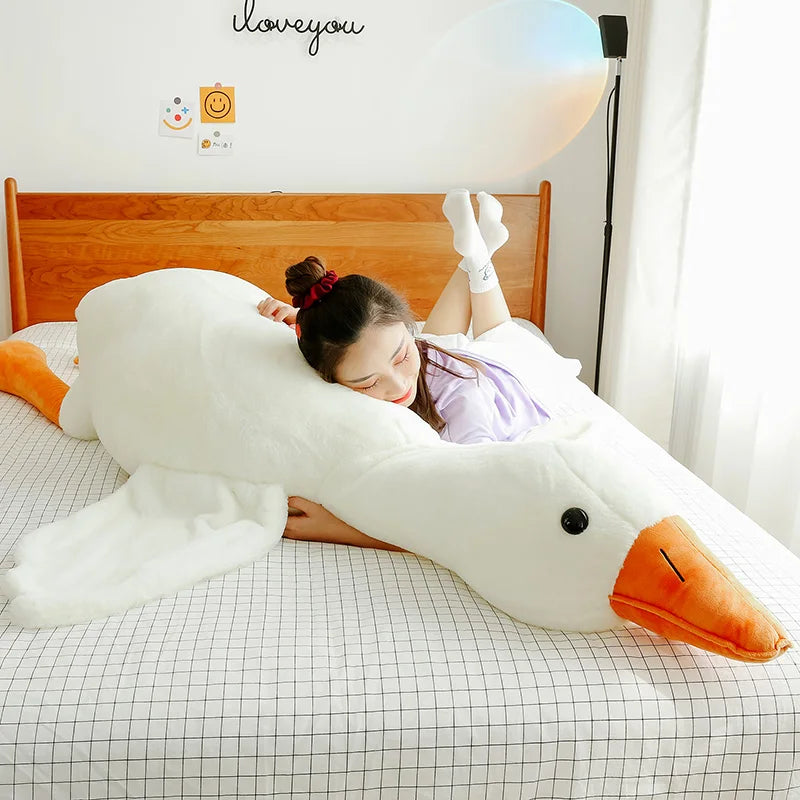 Lovely Big White Goose Throw Pillow – Plush Decorative Cushion for Home and Bedroom