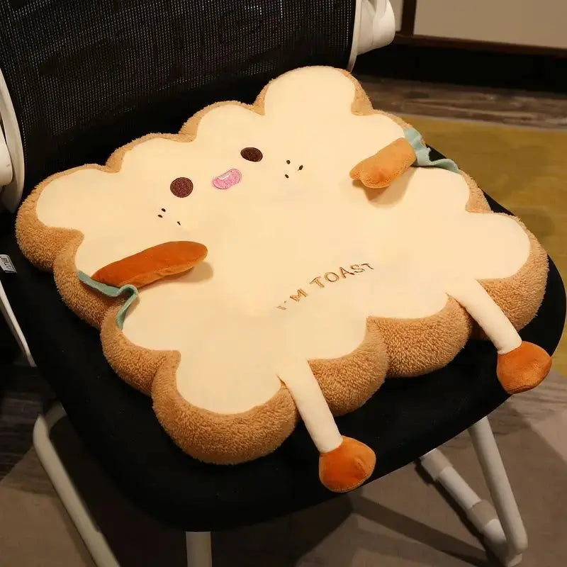 Simulation bread toast cushion with soft velvet fabric and thick cotton filling