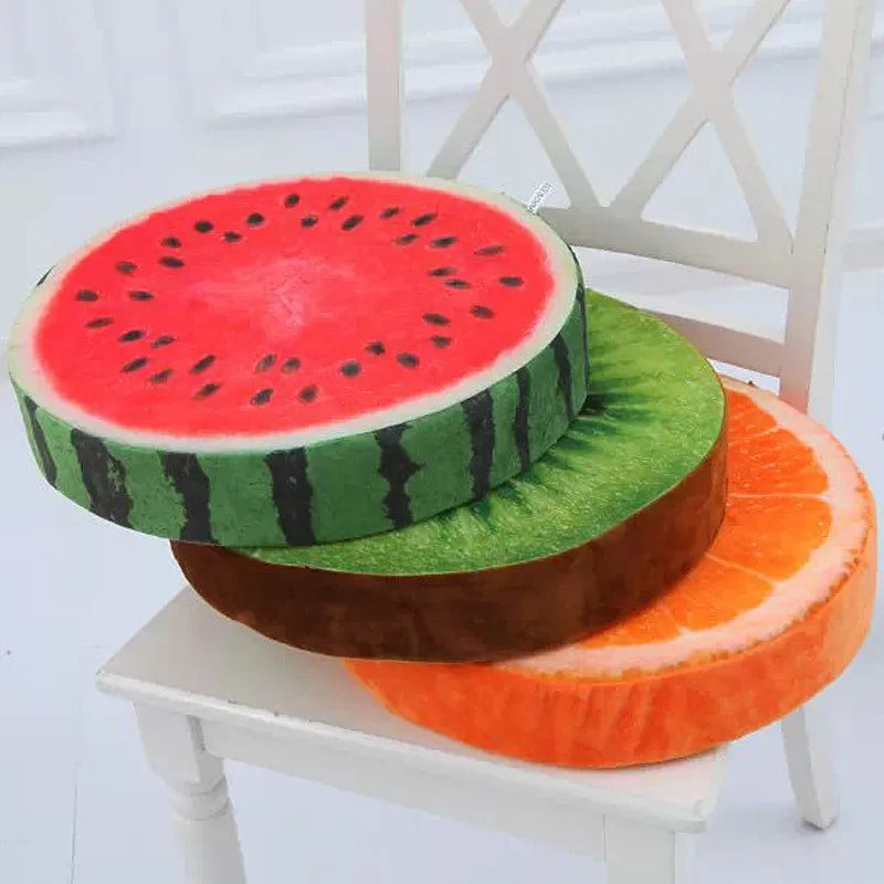 33cm round throw pillow with 3D fruit print design in plush fabric&nbsp;