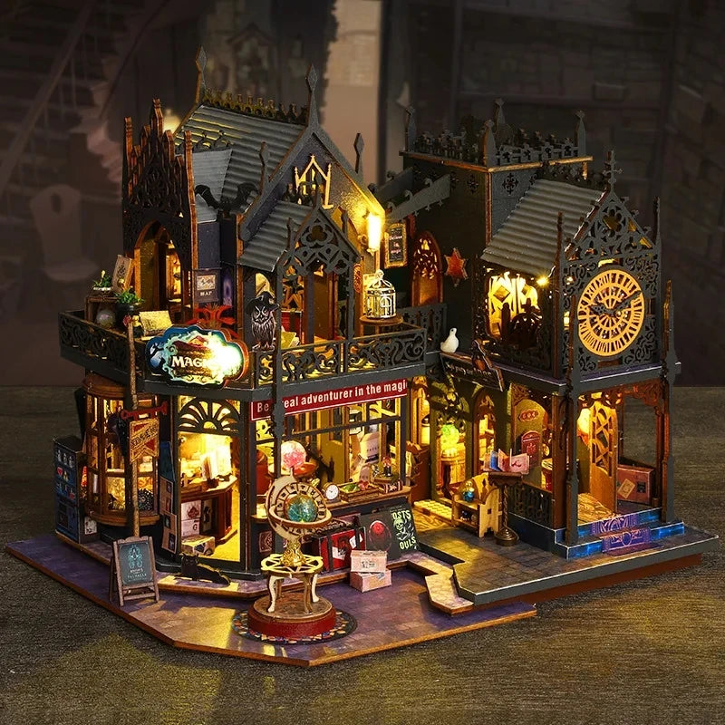 DIY Big Doll House Wooden Case Miniature Kit for Craft Lovers