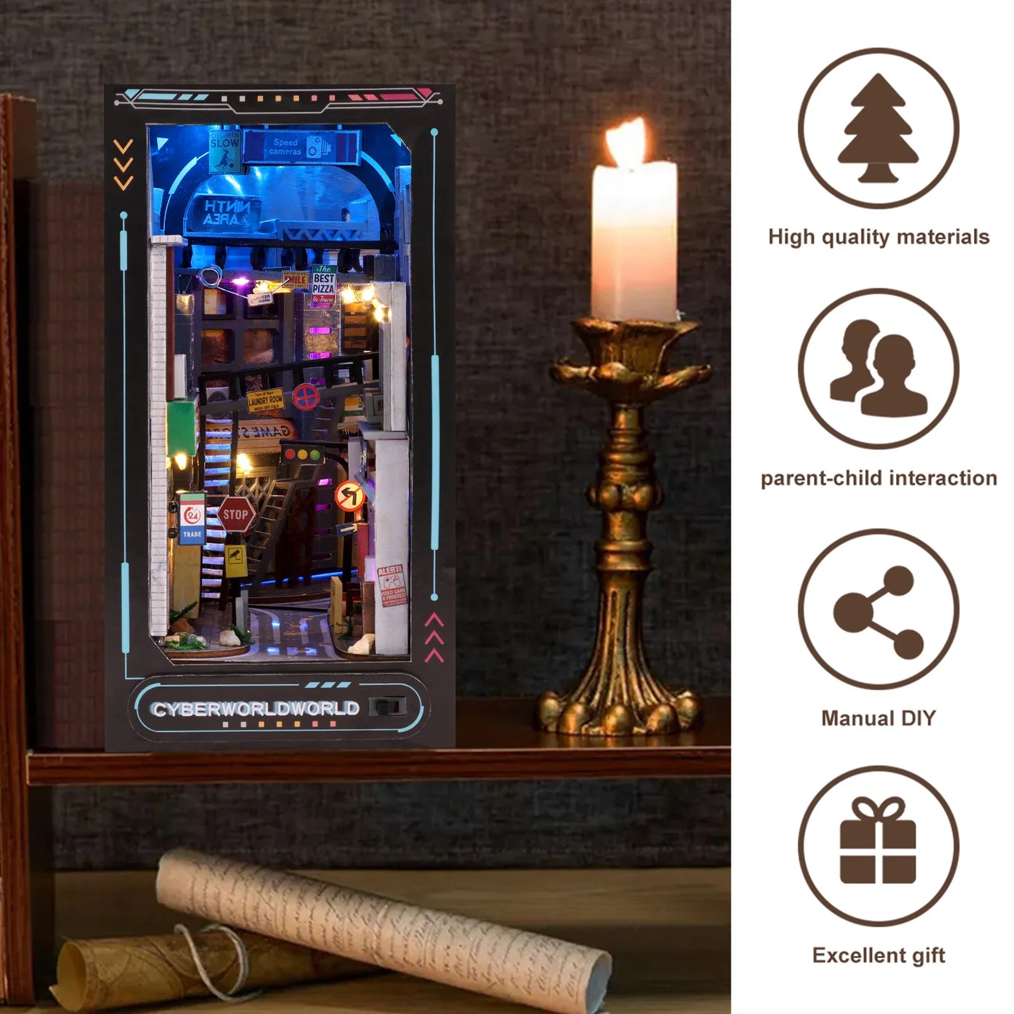 DIY 3D Book Nook Kit Mini Dollhouse with LED Light