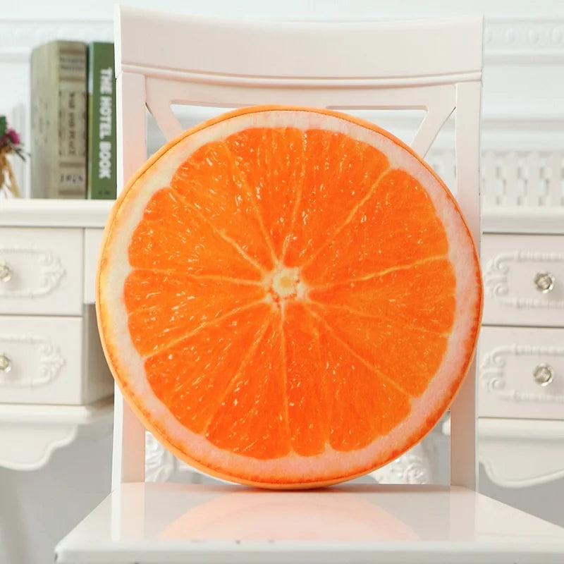 33cm round throw pillow with 3D fruit print design in plush fabric&nbsp;