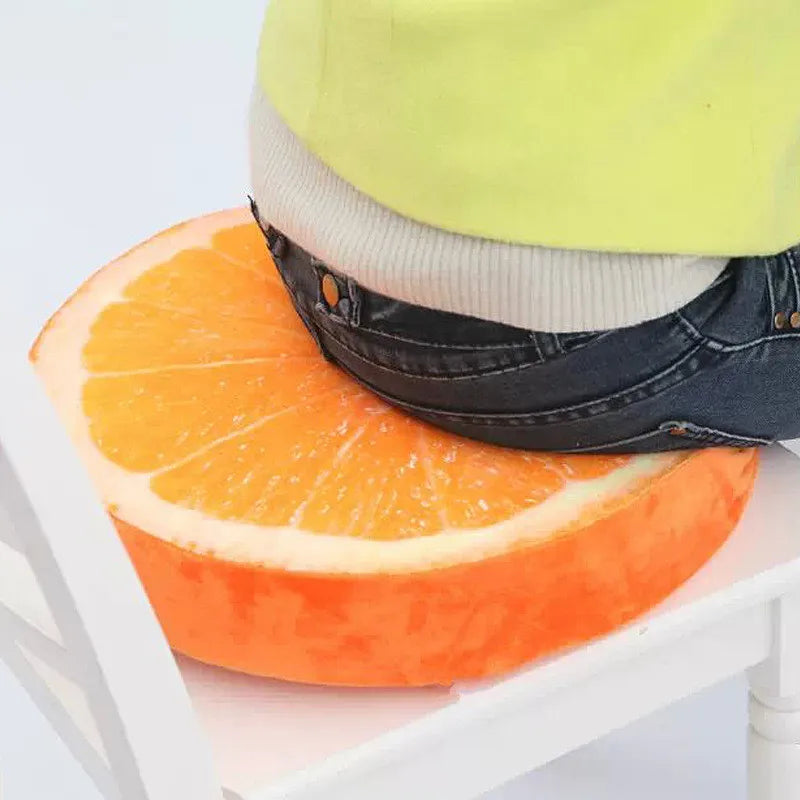 33cm round throw pillow with 3D fruit print design in plush fabric&nbsp;