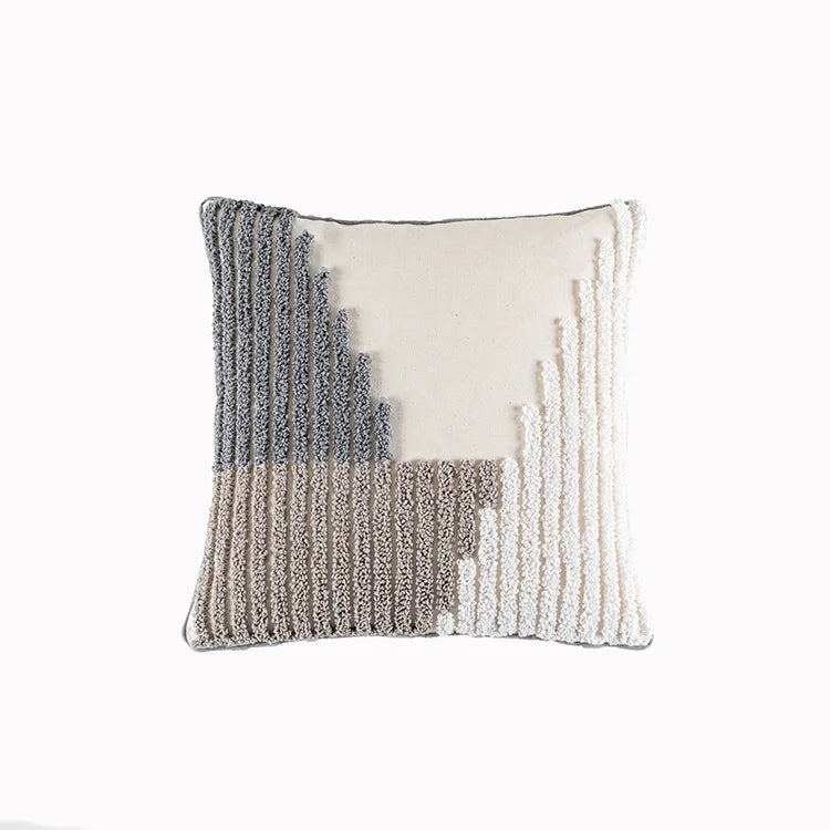 Nordic gray white tufted pillow cover with Moroccan geometric pattern for sofa or bed décor