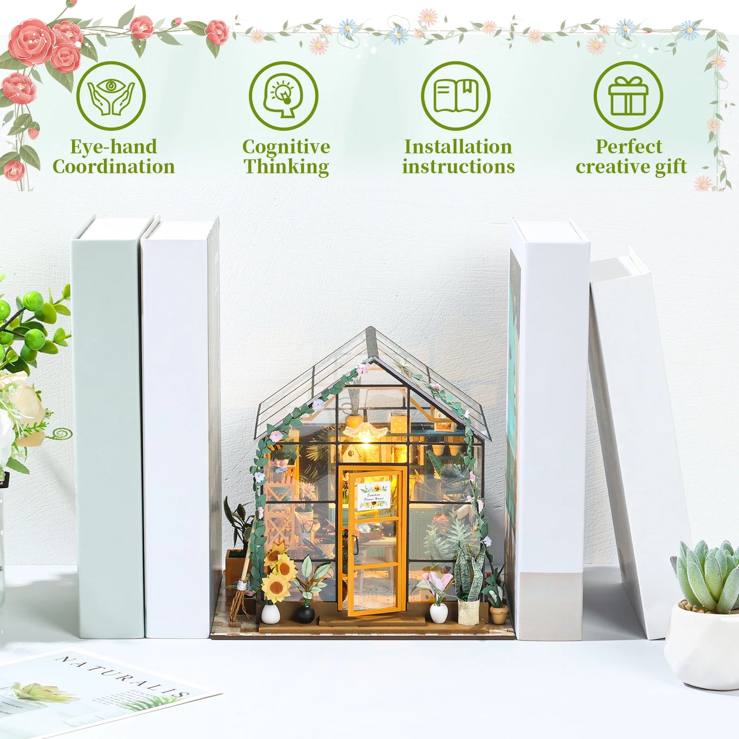 DIY Miniature Garden House Kit with LED Light and Accessories