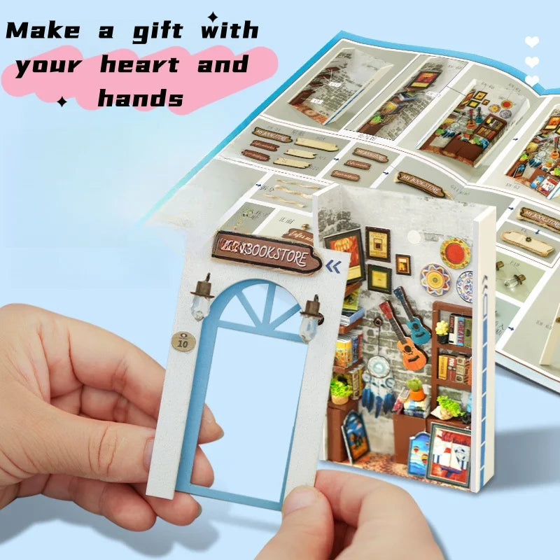 DIY Book Nook Kit Home Decor Micro Model with Light-Up Feature