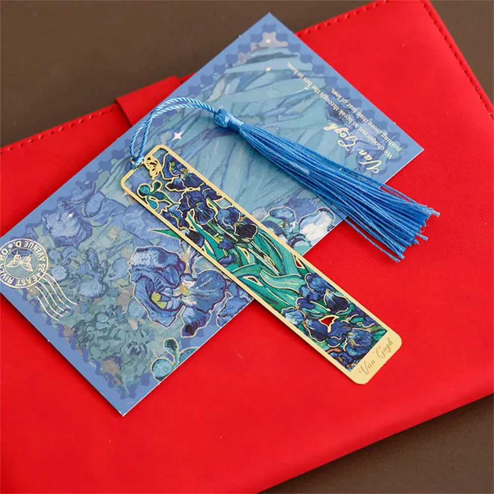Floral Painting Metal Bookmark Hollowed Brass Book Clip