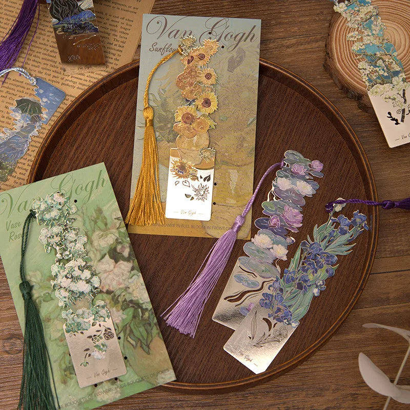 Floral Painting Metal Bookmark Hollowed Brass Book Clip