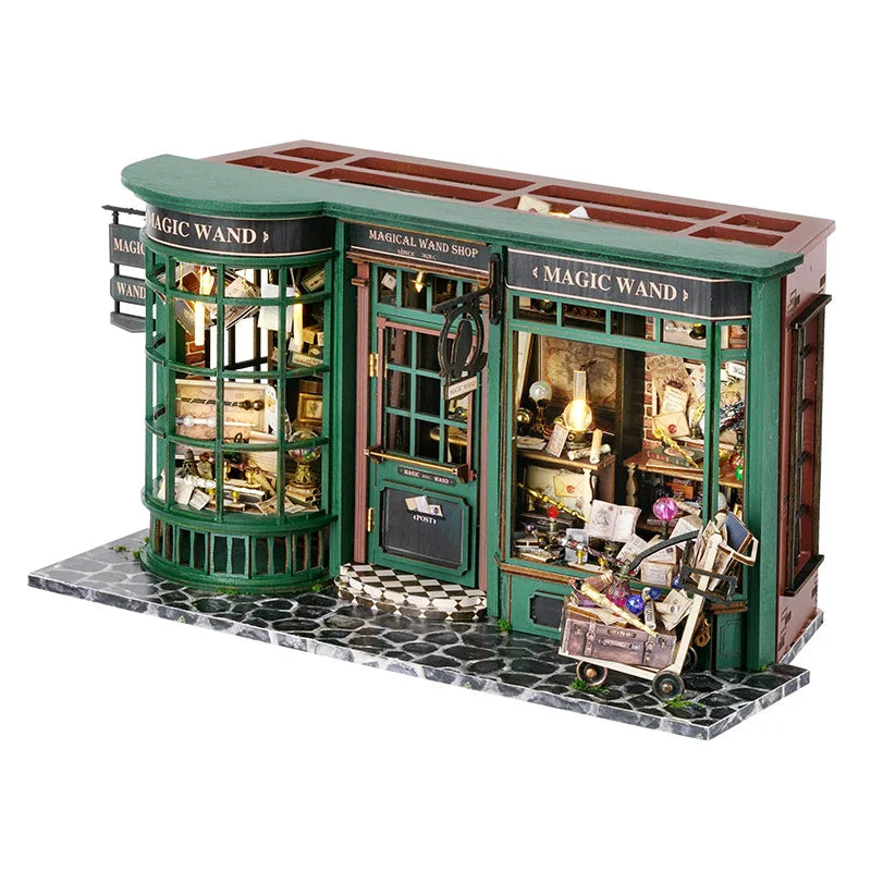 Magic Shop DIY Wooden Dollhouse Miniature Kit – Craft Hobby Collectible