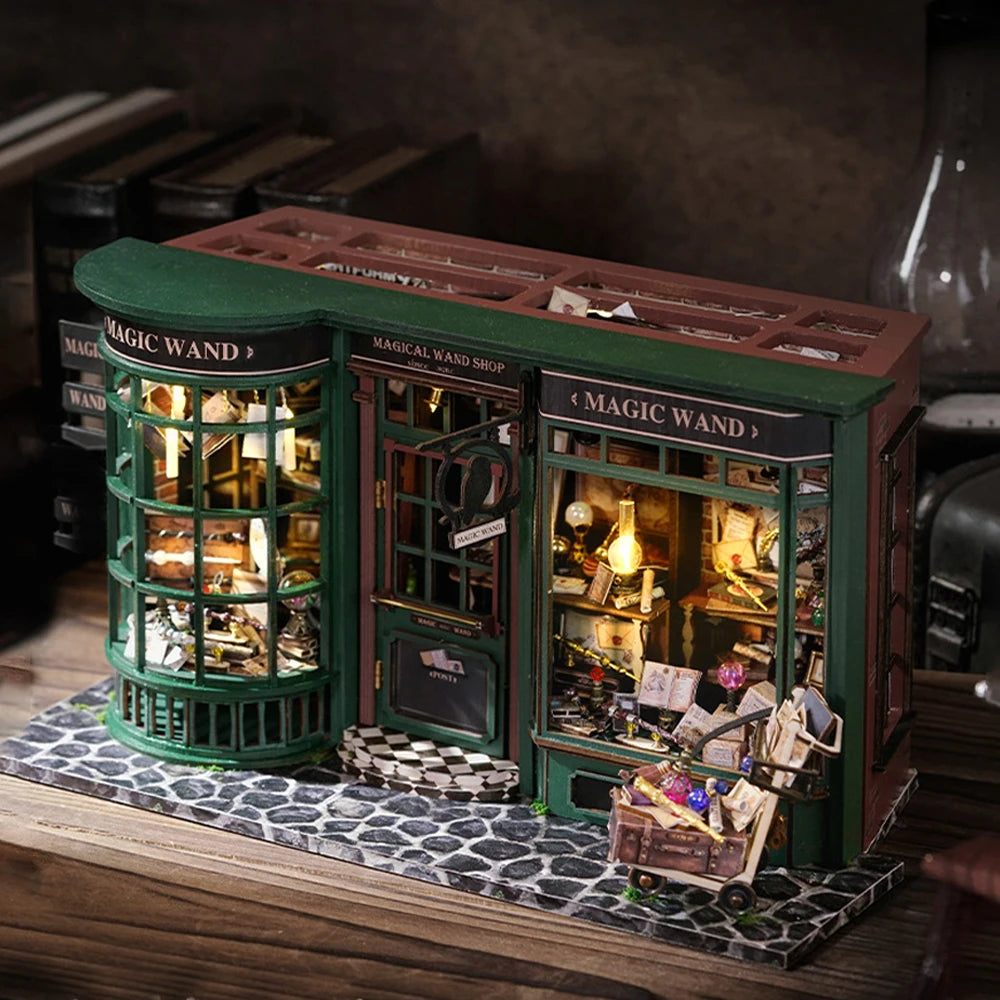 Magic Shop DIY Wooden Dollhouse Miniature Kit – Craft Hobby Collectible