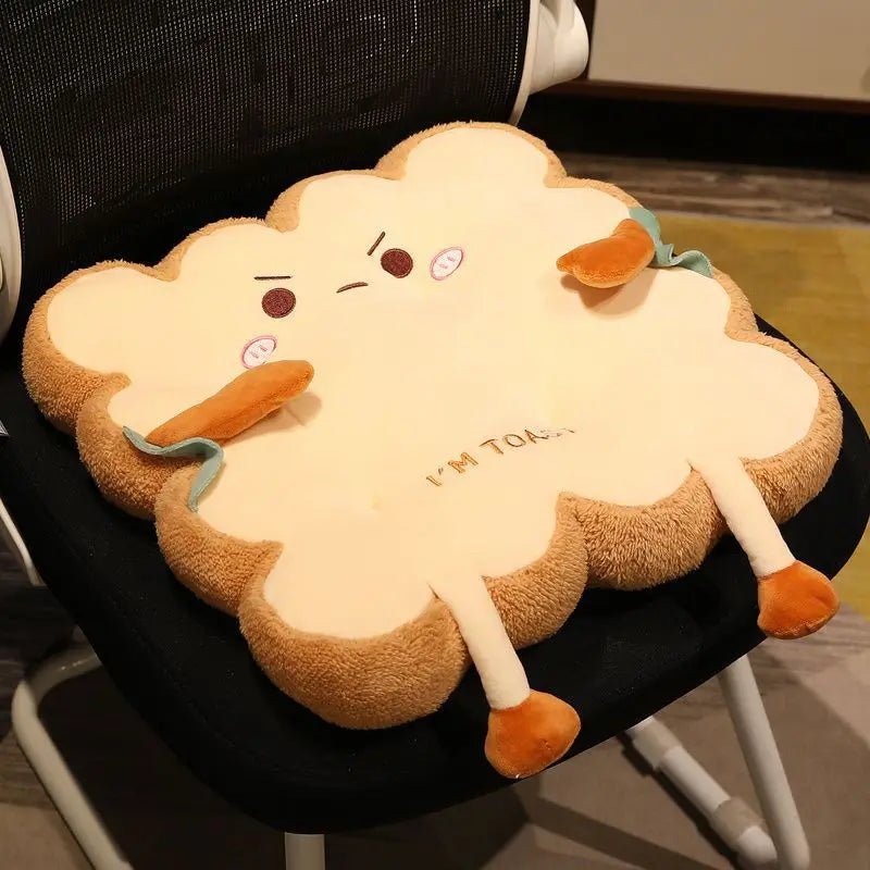 Simulation bread toast cushion with soft velvet fabric and thick cotton filling