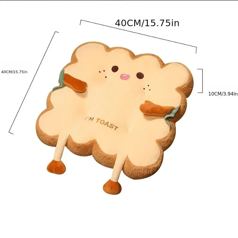 Simulation bread toast cushion with soft velvet fabric and thick cotton filling