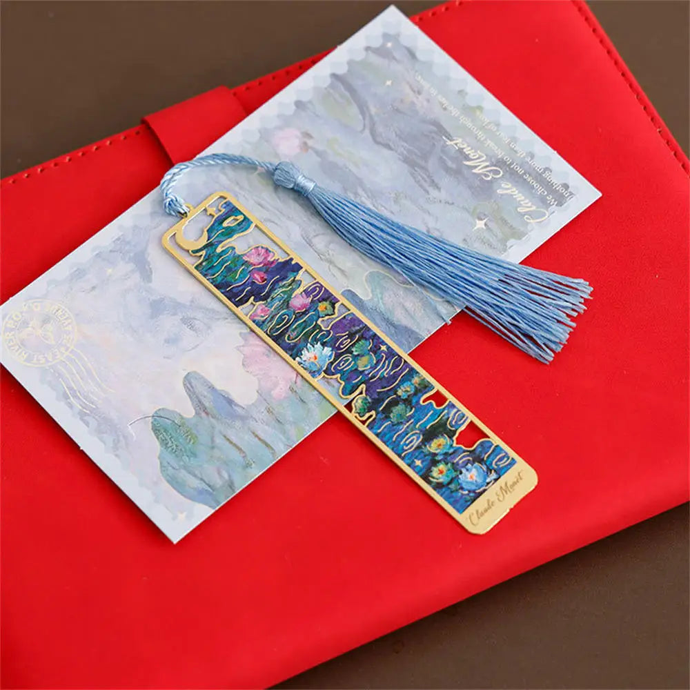 Floral Painting Metal Bookmark Hollowed Brass Book Clip